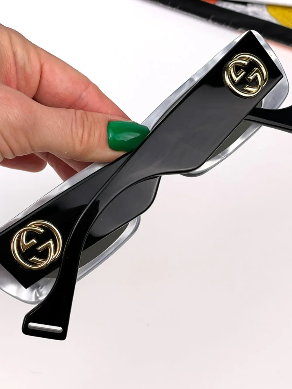GUCCI GG0516S 001 BLACK/SILVER FLASH TINY RECTANGLE SUNGLASSES